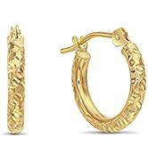 Amazon.com: 14k Gold Hand Engraved Diamond-cut Round Hoop Earrings